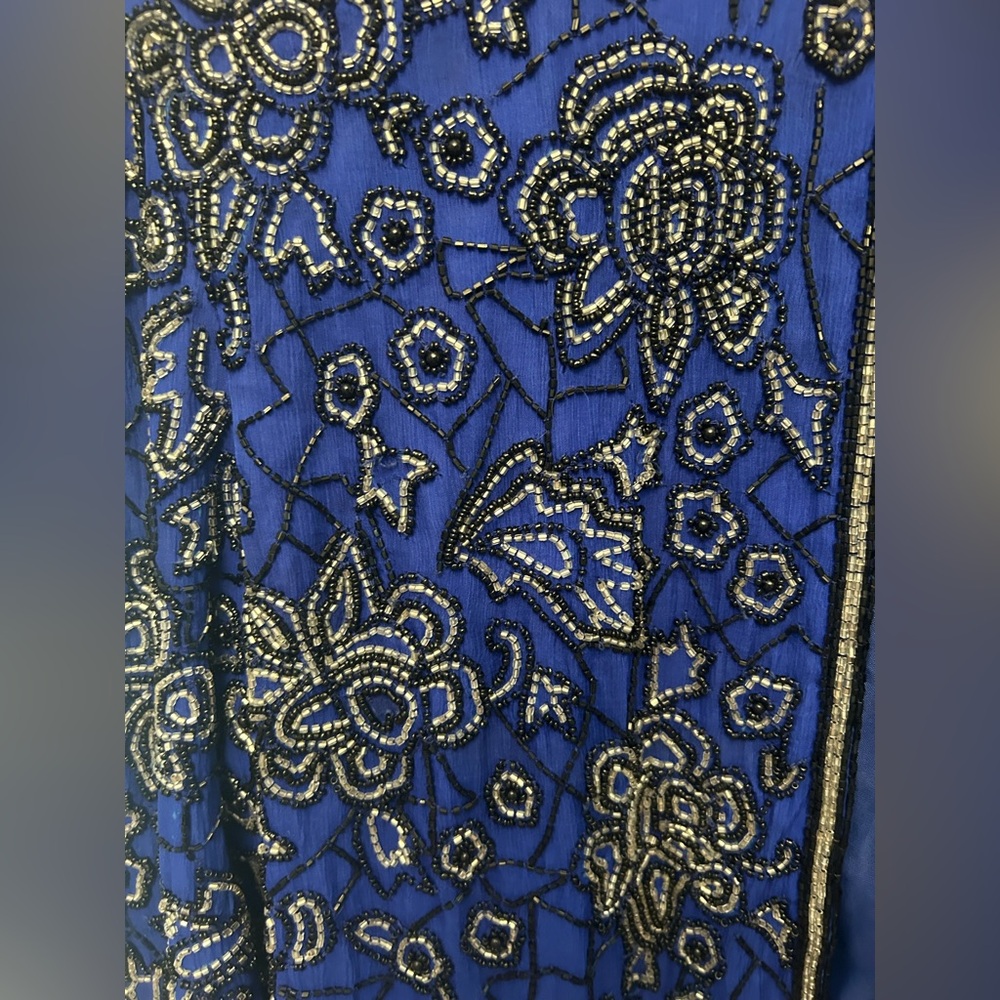 NWT Vintage 1980s Pappell Boutique blue beaded jacket size L. Cabbage Rose theme - Picture 3 of 16
